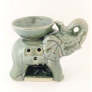 Mini Green Glazed Elephant Oil Burner